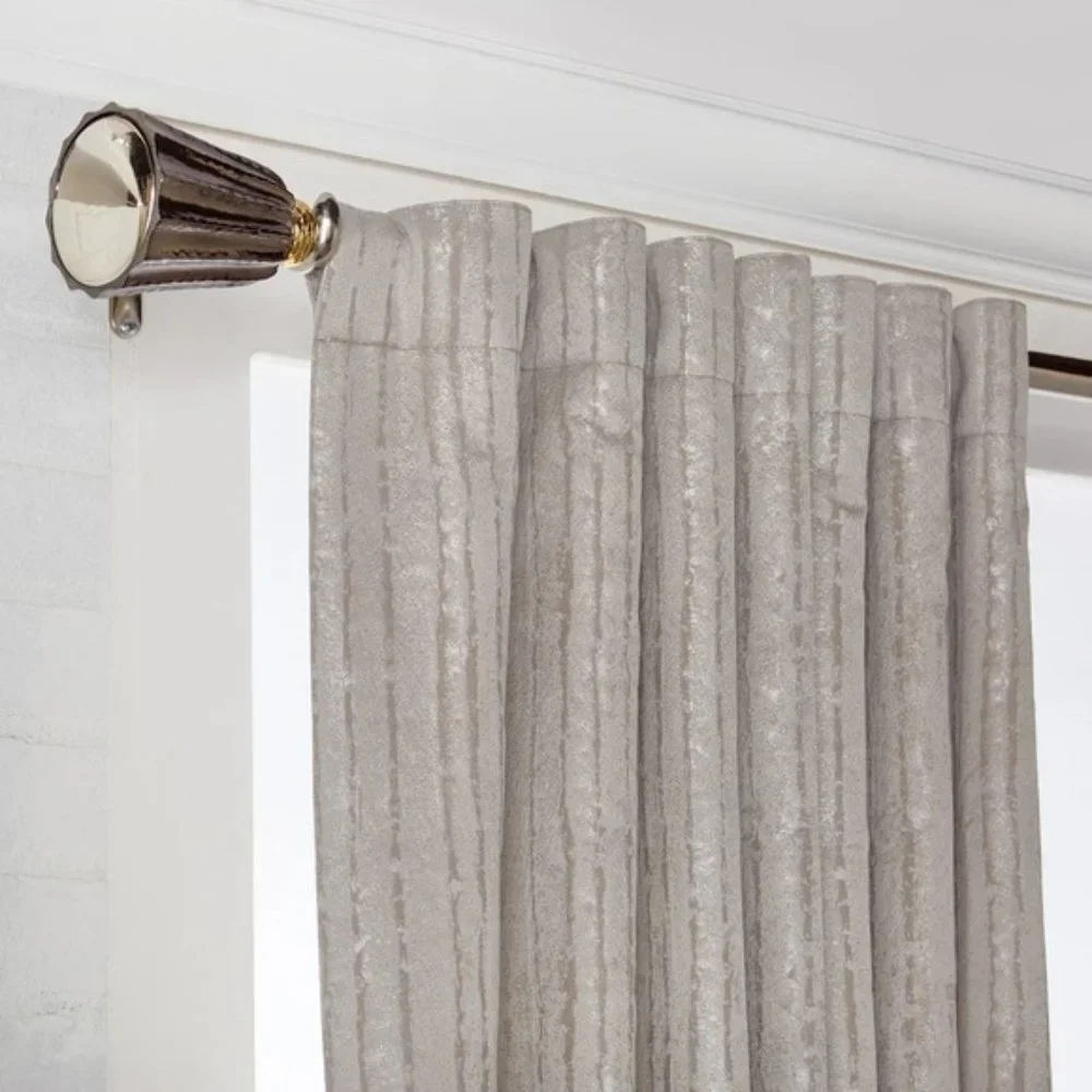 Michael Aram Silver Beige Velvet Curtain Panels